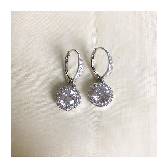 NADRI Framed Round Cubic Zirconia Drop Pierced Earrings - Picture 2 of 10